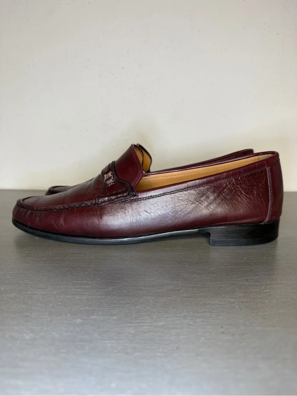 Bruno Magli Genoa Men's Italian Leather Loafers Burgundy Size 10.5 Made in Italy